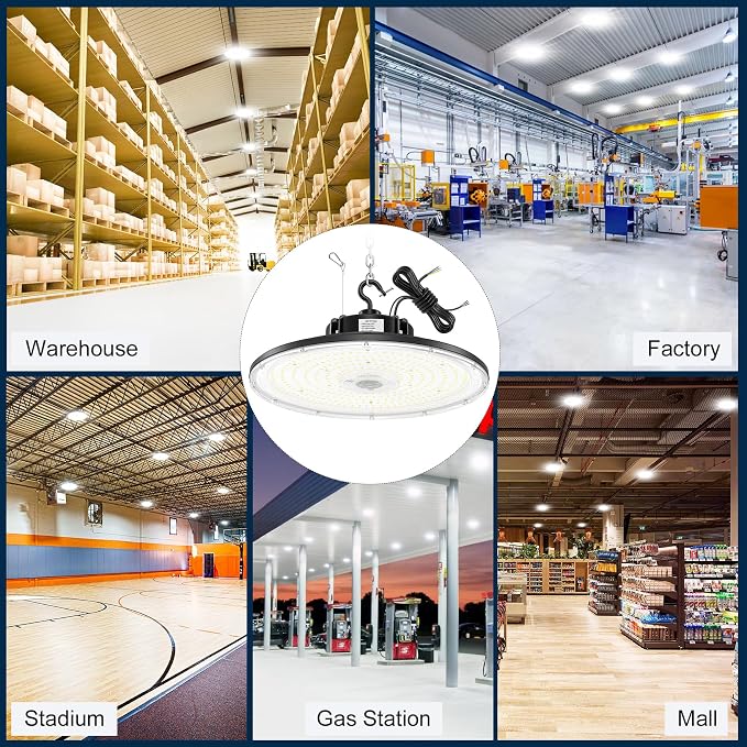 BBESTLED 3 Pack 300W LED High Bay Light, UL Listed UFO High Bay Lights Dimmable - Image 8