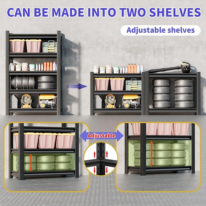 2 Sets Garage Shelving Unit 24"D x 48"W x 87"H Heavy Duty Storage Shelves Easy - Image 6