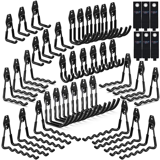 3-H Garage Wall Hooks 42 Pack, Heavy Duty Garage Hooks by 3-H