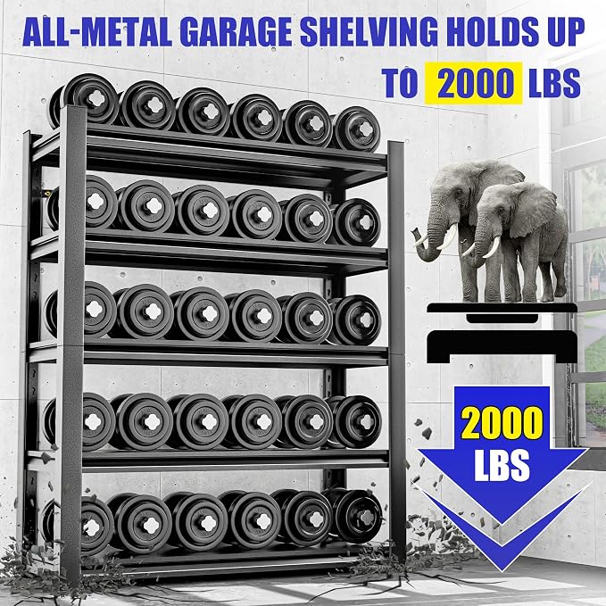 Garage Shelving Unit Rustproof 72" H3000bls Heavy Duty Storage Shelves Easy - Image 5