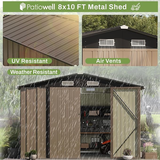 Patiowell 8x10 FT Outdoor Storage Shed - Image 8