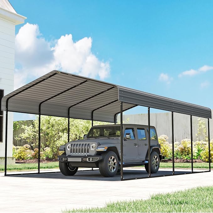 12'x20' Heavy Duty Metal Carport, Outdoor Garage Car Shelter Shade by RealRelax