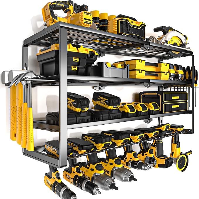YYR 4 Layer Power Tool Organizer Wall Mount, Cordless Drill Hanger Storage Rack by YYR
