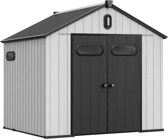 YITAHOME 8x8ft Resin Storage Structure, Outdoor 427 cuft Plastic Garden Storage by YITAHOME