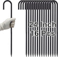 VVOKGO Rebar Stakes 24 Inch J Hook Heavy Duty Ground Anchors, 3/8 Inch Diameter by VVOKGO