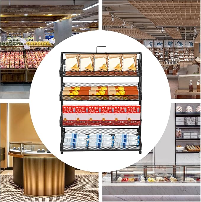 Retail Display Rack 4-Tier Market Merchandise Display Shelf Tabletop Fruit - Image 4