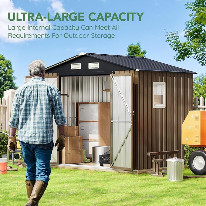 8X6FT Outdoor Steel Storage Shed - Image 5