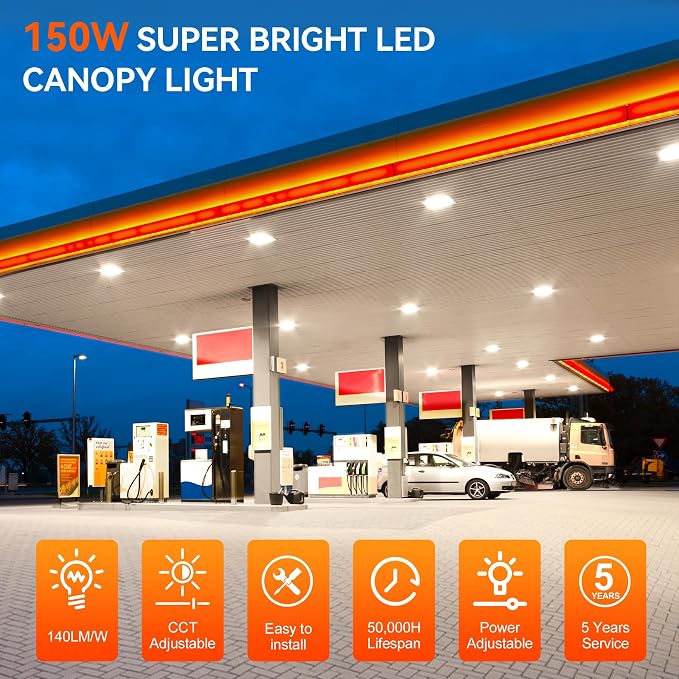 BBESTLED LED Canopy Light with 150W/120W/90W Adjustable, ETL&DLC Listed - Image 2