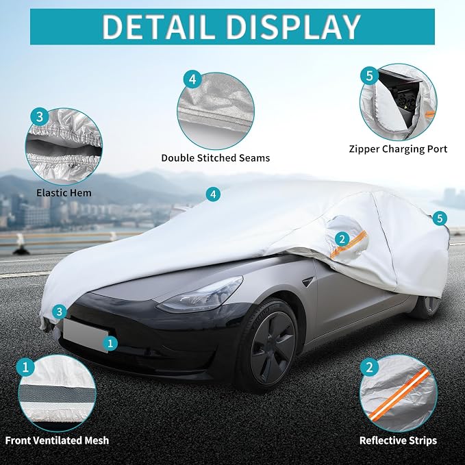 Car Cover for Tesla Model 3 2017-2025 Custom Fit Full Exterior Car Cover - Image 2