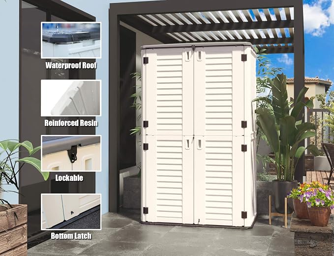 ADDOK Outdoor Storage Cabinet Waterproof, Outdoor Storage Sheds - Image 5