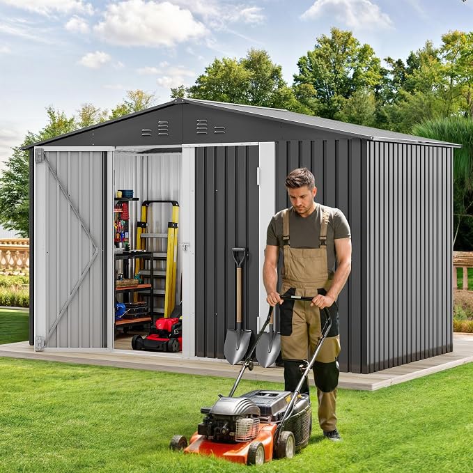 DWVO Storage Shed 9x6 FT for Bicycle Functional Metal Tool Shelter Garden - Image 2