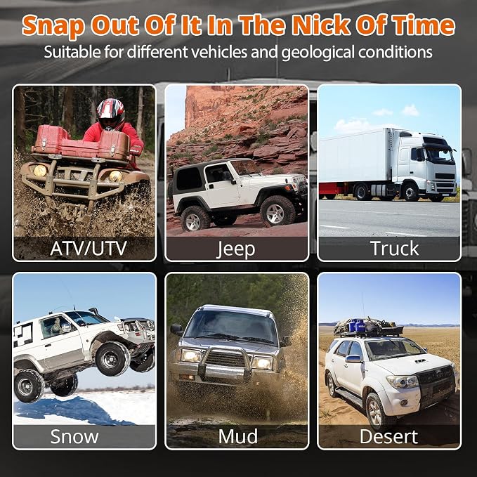 Kinetic Recovery Tow Rope: 1-1/8" x 30ft 48000LBS Snatch Strap - Image 6