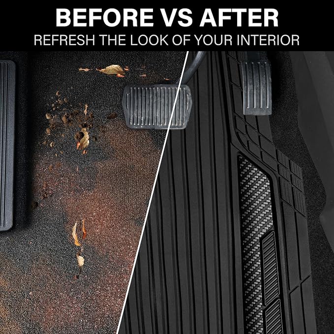 CAR PASS Heavy Duty Rubber Car Mats Metallic, Aluminum Film All Weather Floor - Image 6