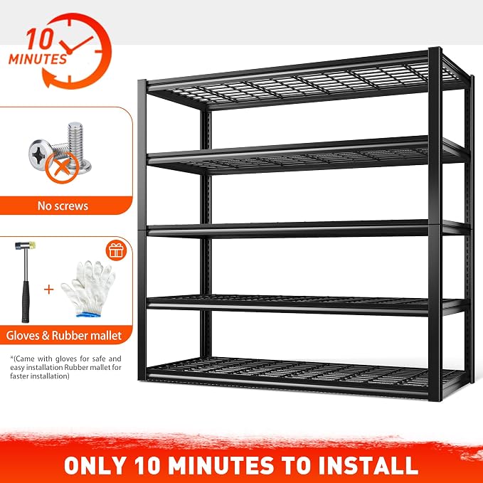 REIBII 48.2''W Garage Shelving Heavy Duty Metal Shelving 3000LBS Storage - Image 7