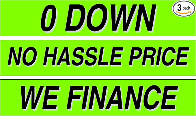 Ez-line Vinyl Windshield Stickers 3 Dozen 15 Inch Chartreuse Slogan Dealership by CarBowz
