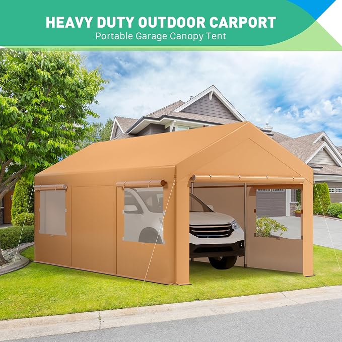 10X20 Ft Heavy Duty Carport Canopy, Portable Garage, Car Tents, Reinforced - Image 3