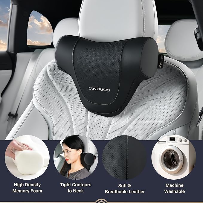 Coverado Car Headrest Pillow, Ergonomic Memory Foam Car Neck Pillow - Image 2