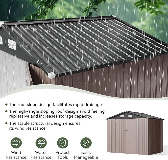 Aoxun 7x5 FT Outdoor Storage Shed Garden Metal Shed - Image 4