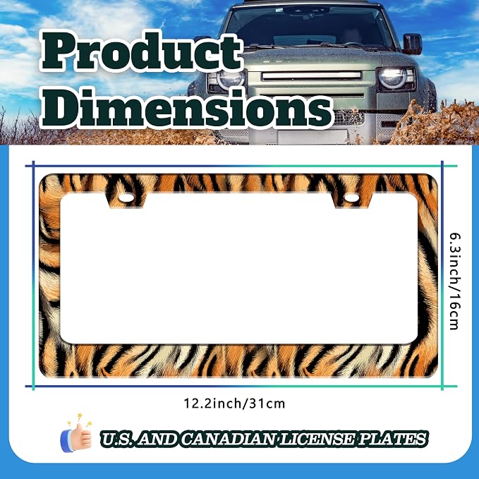 Tiger License Plate Frame Funny Tiger Skin Stripe License Plate Holder - Image 3