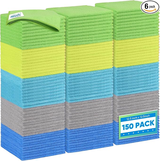 HOMEXCEL Microfiber Cleaning Cloth 6 Pack, 12.5 x 12.5 Inch Microfiber Towels by HOMEXCEL