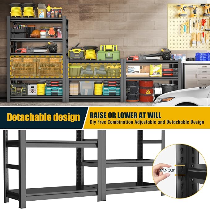 78"H Garage Shelving Heavy Duty Shelving Units, 3500LBS Large Capacity - Image 7