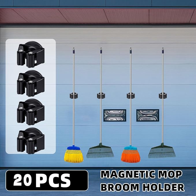 20 Pcs Magnetic Mop Broom Holder Movable Magnetic Broom Holder Rack, Anti Slip - Image 3