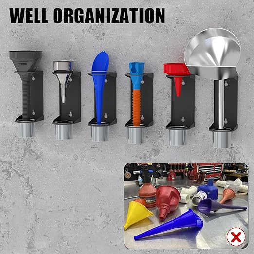 UNITEDPOWER Wall Mount Oil Funnel Holder, Organizer Storage Rack - Image 5