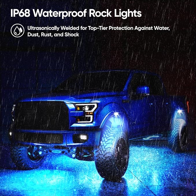 YiLaie RGB LED Rock Lights Kit 4 Pods, Upgraded Underglow Multicolor LED Light - Image 4
