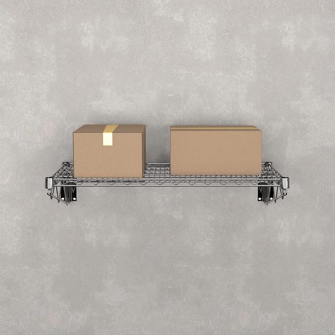 18" x 36" Chrome Wire Wall Mount Shelf - Image 2