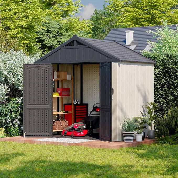 Patiowell 8x6 FT Outdoor Storage Shed, Plastic Shed Resin Garden Shed - Image 2