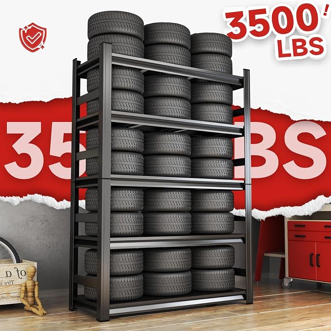 72" H Garage Shelving 5 Tier Shelving Unit, 3500Lbs Adjustable Metal Garage - Image 2