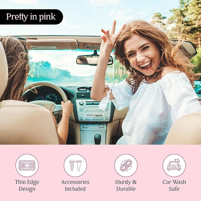 Premium Princess Pink License Plate Frames – 2 Pack, Rust-Free Stainless Steel - Image 4
