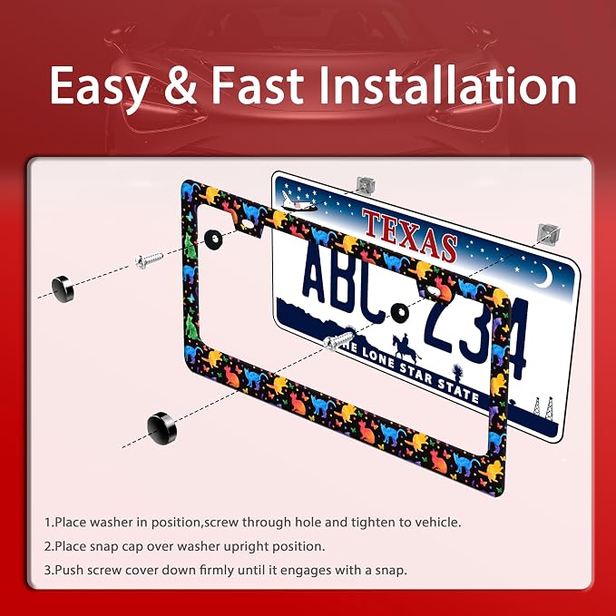 Colorful Cat License Plate Frame Cute Pet Butterfly License Plate Holder Funny - Image 3