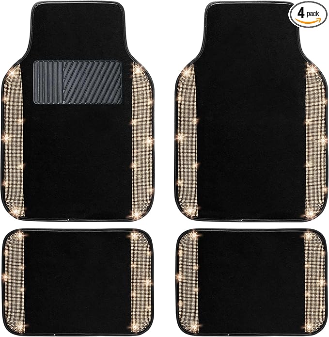 NBTEPEM Gold Bling Car Floor Mats Full Set, Universal Fit Most Cars by NBTEPEM