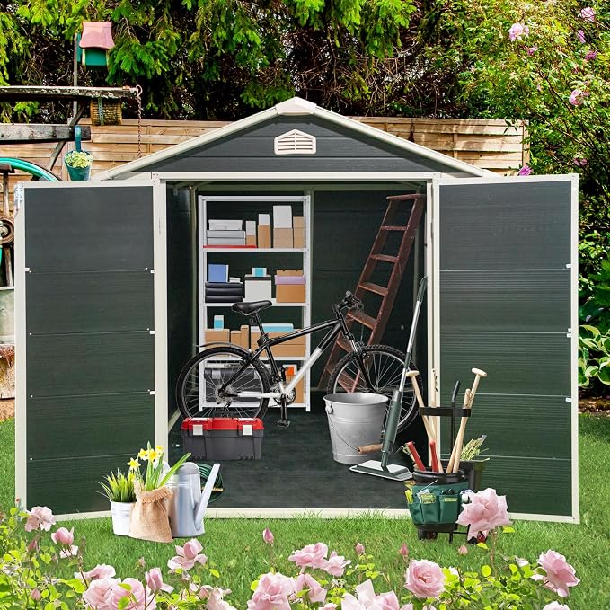 6x8 FT Outdoor Storage Shed, Resin Garden Shed - Image 2