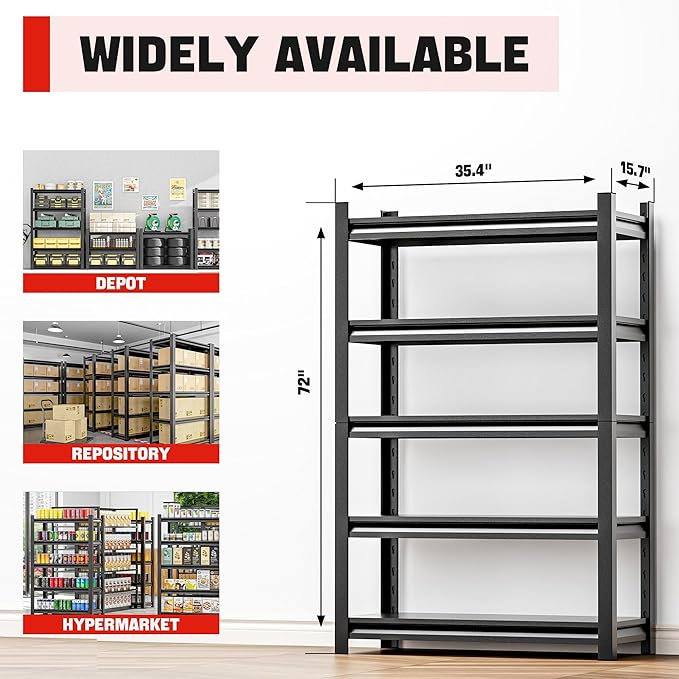 5 Shelf Storage Unit – Heavy Duty Shelving Rack - Image 2