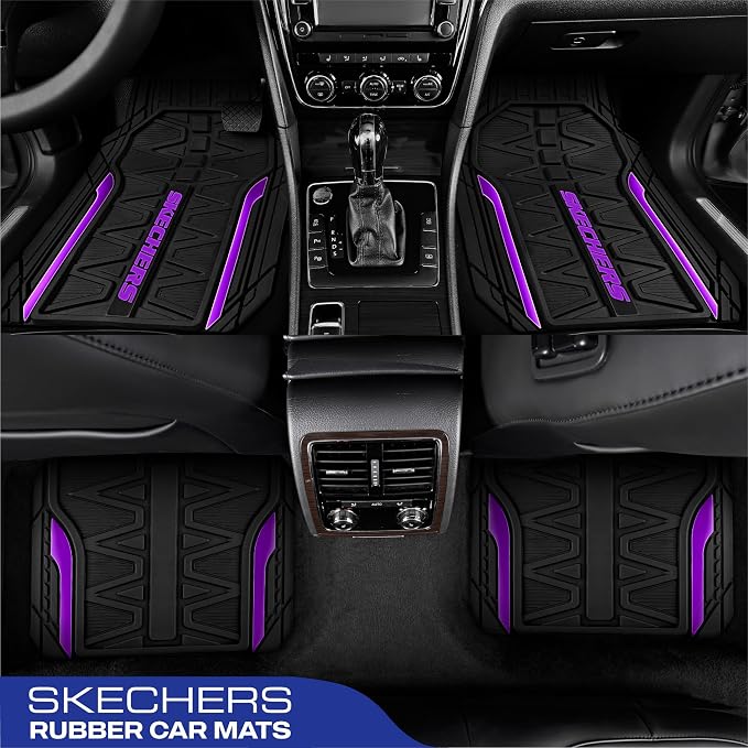 Skechers Car Floor Mats, Heavy Duty Rubber Car Mats Full Set, All Weather Floor - Image 3