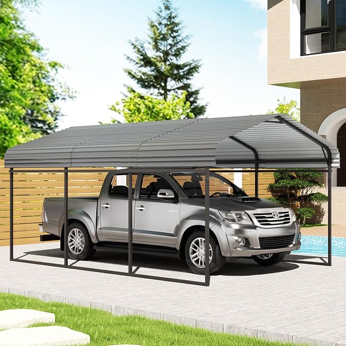 EBE 10 x 15 FT Outdoor Carport, Heavy Duty Metal Carports by EBE