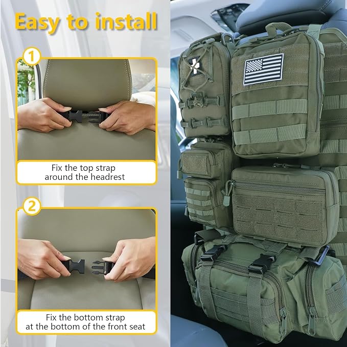 Universal Tactical Seat ​Back Organizer Vehicle Molle Panel Organizer Storage - Image 3