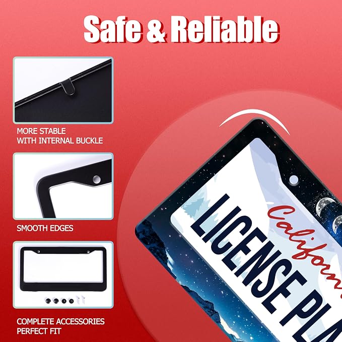 Personalized License Plate Frame Moon Phase Mountains Stainless Steel Accessory - Image 3