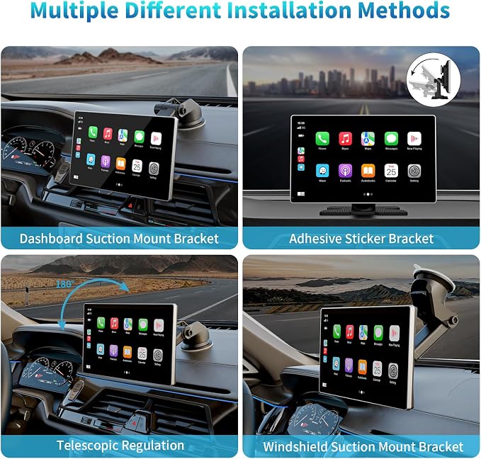 Portable Apple Carplay Screen for Car, 4K Dash Cam, 1080p Backup Camera DVR - Image 7