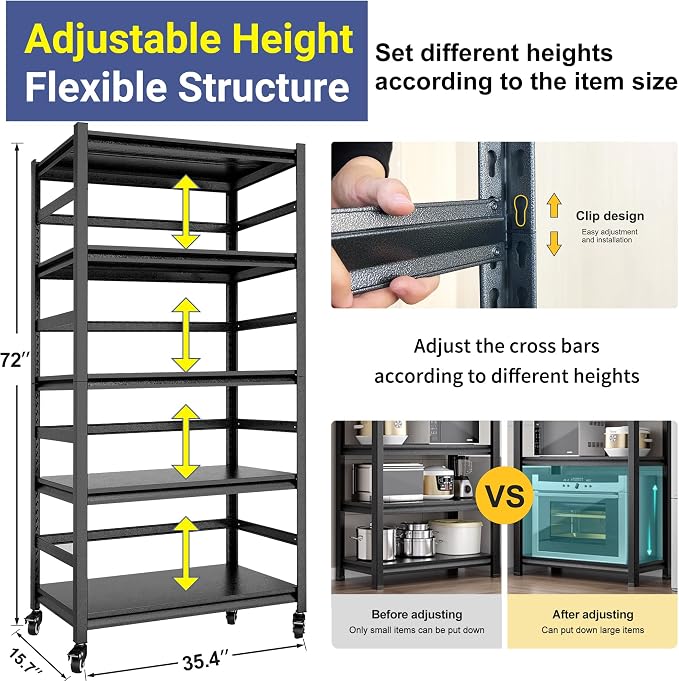 TOPKEY Metal Storage Shelf Garage Storage Shelves, Heavy Duty 5-Tier Utility - Image 3
