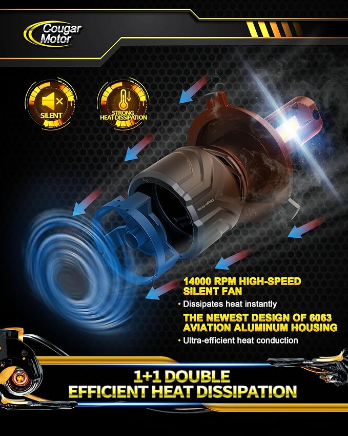 Cougar Motor H4 Bulbs, 9003 Fog Lights 6500K White Non-Polarity H4 Fog Bulb or - Image 5