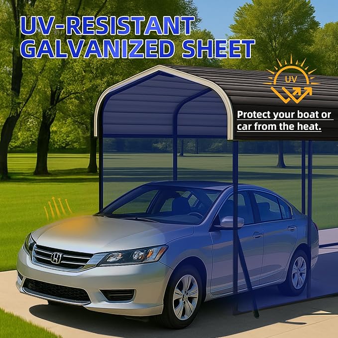 10x15 Metal Carport with Base Fixings Heavy Duty Garage Outdoor Chrome Plated - Image 6