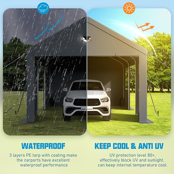 10x20 Carport, Heavy Duty Carport Canopy Garage - Image 6