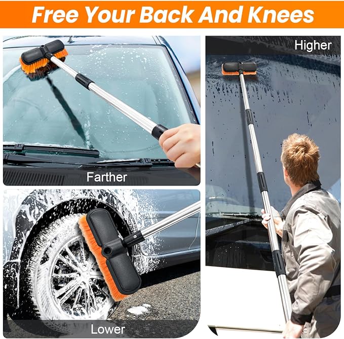 65" Car Wash Brush with Extension Pole, Car Wash 10” Dip Soft Brush, No Scratch - Image 6