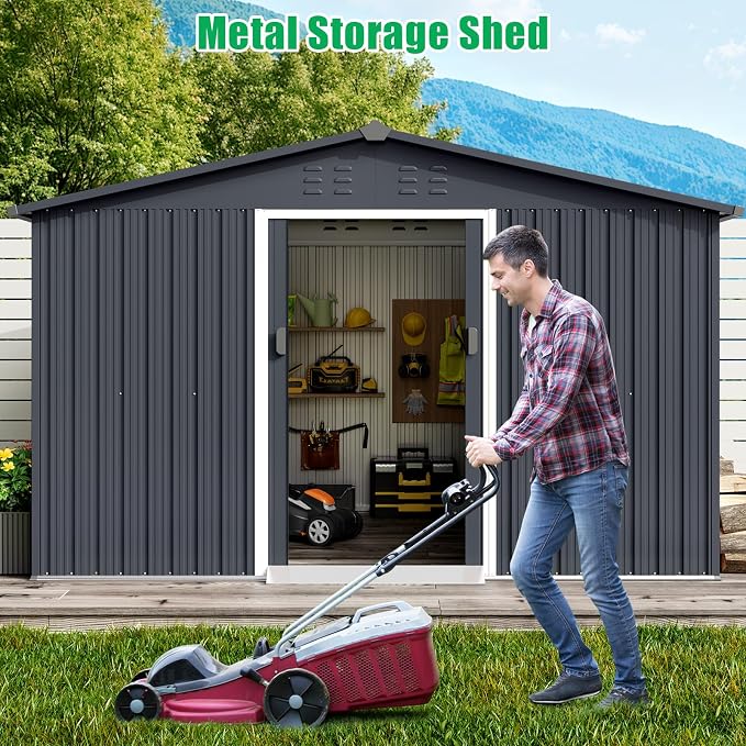 Outdoor Storage Shed 12 x 10 Ft, Outdoor Tool Metal Shed - Image 7