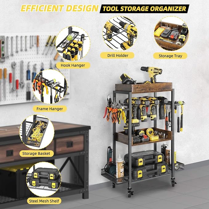 Power Tool Organizer Garage Storage Organization Shelving Tool Holder Drill - Image 3