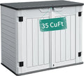 YITAHOME Outdoor Horizontal Storage Sheds w/o Shelf, 35 Cu Ft Lockable Resin by YITAHOME