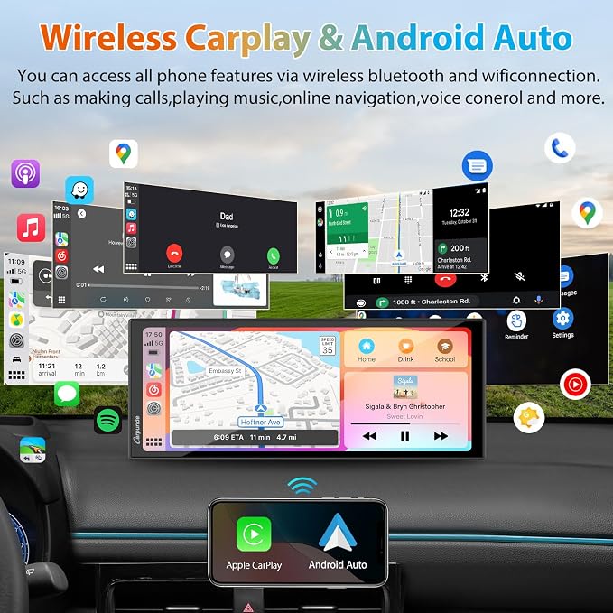 CARPURIDE W125S 11.26 Inch HD Wireless Carplay & Android Auto Screen, 4K - Image 6